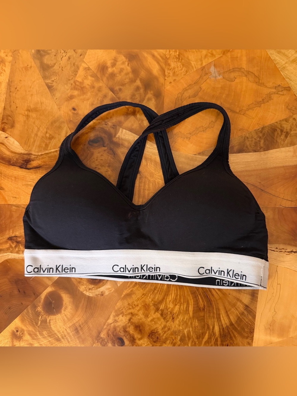 Calvin Klein Large Sports Bra Modern Cotton Padded Bralette Black Workout